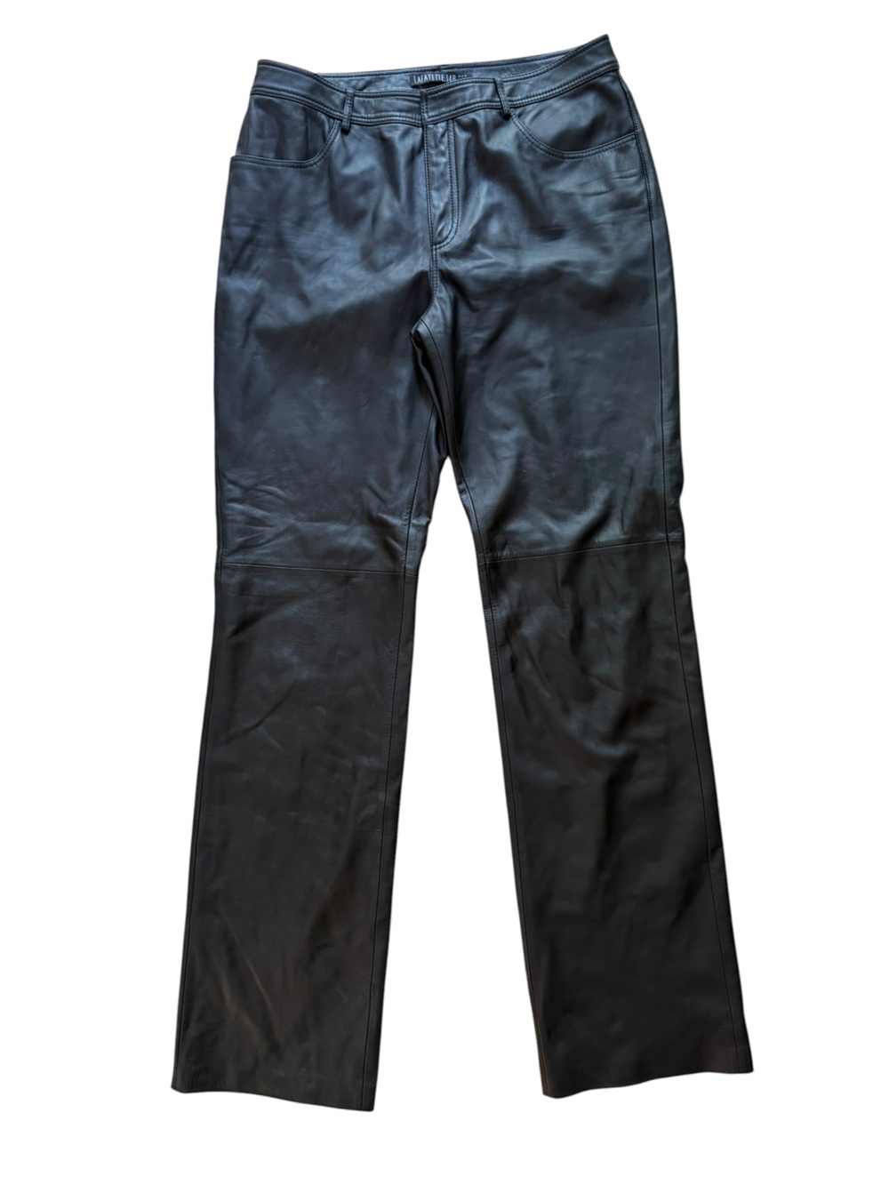 Lafayette 148 New York Black Leather Straight Leg Pants Size 6